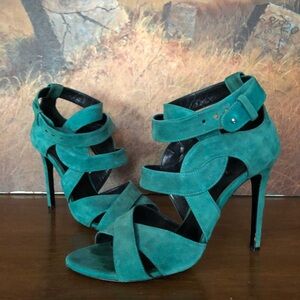 Barbara Bui Green Suede Stiletto Sandals Strap sz 6